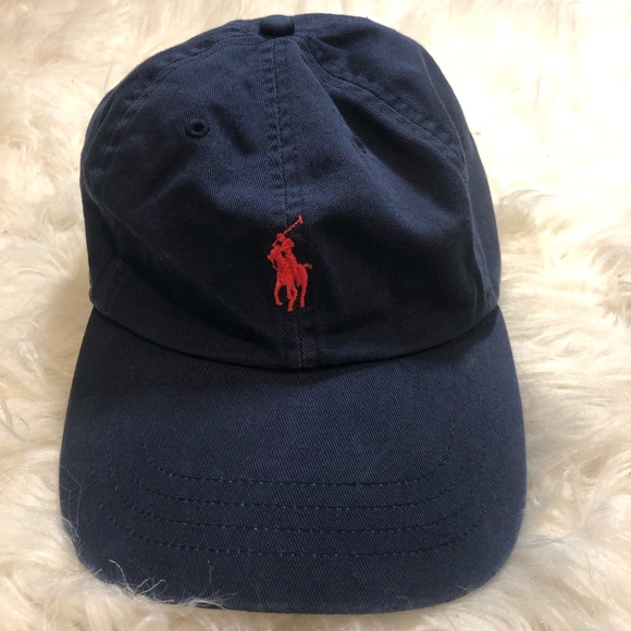 Navy blue polo hat with red horse Clearance